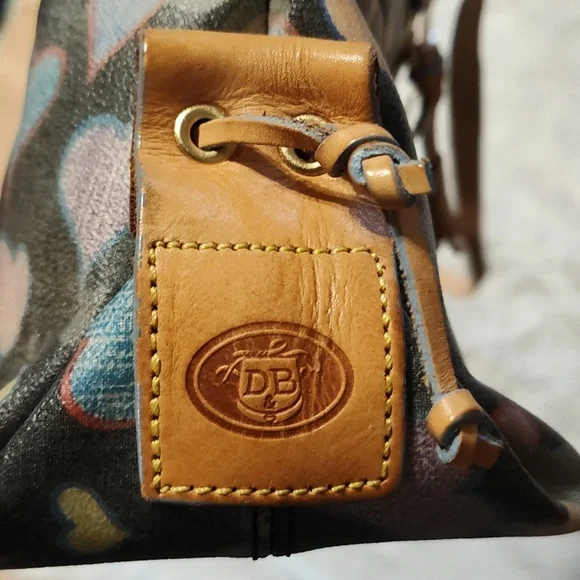 Authentic Vintage Dooney & Bourke Leather Bag Multicolored Hearts Tassels Charm - Picture 5 of 12